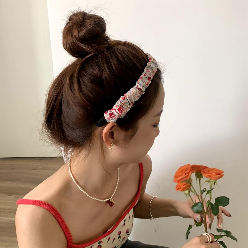 Fairy Headband Floral Pleated Fabric French Hair Band Girls Fixed Hairstyle Hair Hoop Face Wash Headbands Fashion Hair Acc