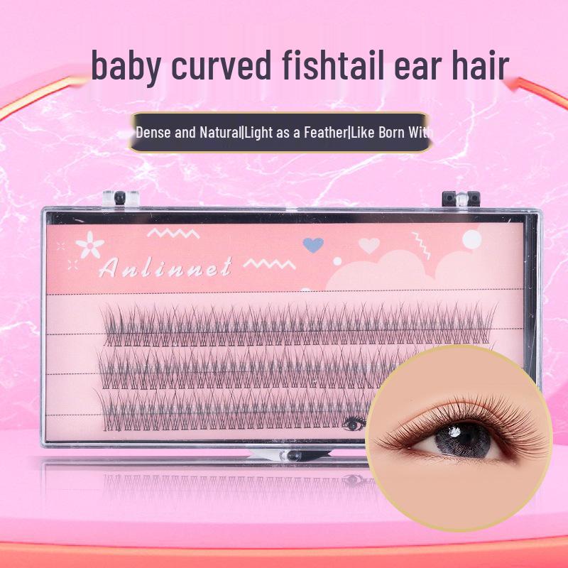 Fishtail Self-Application False Eyelashes: Natural Style Single Cluster Extensions