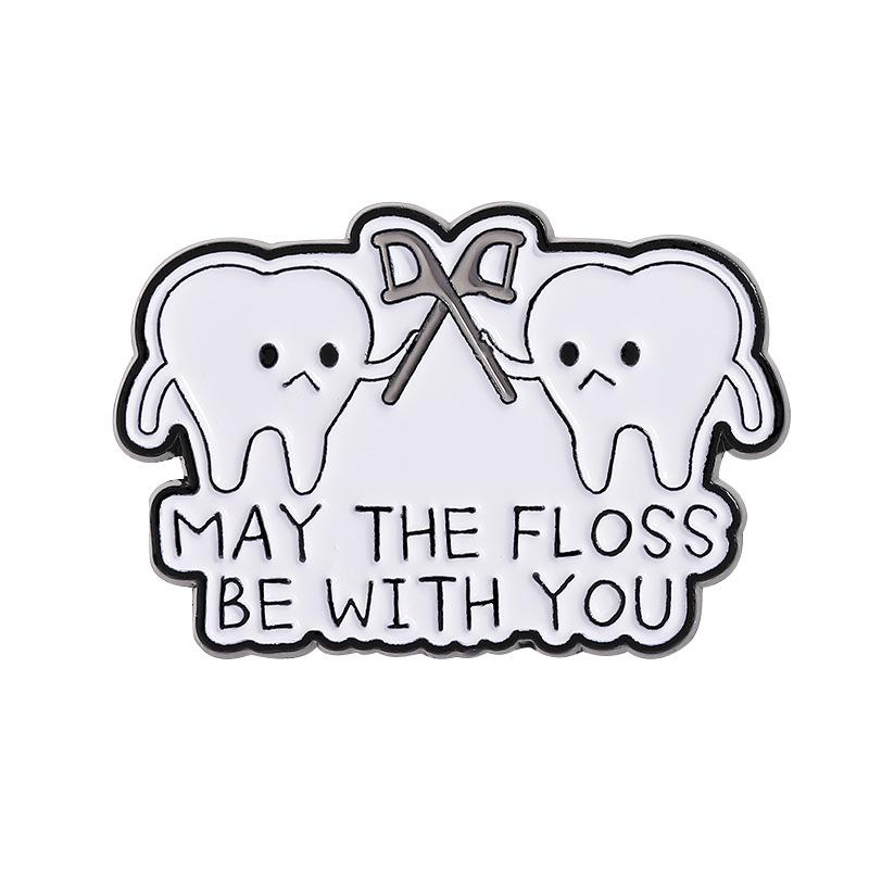 White Teeth Enamel Pin Brooch Badge For Bags Jeans Hoodies Denim Lapel Pin Jewelry Kids Best Party Weddinggift