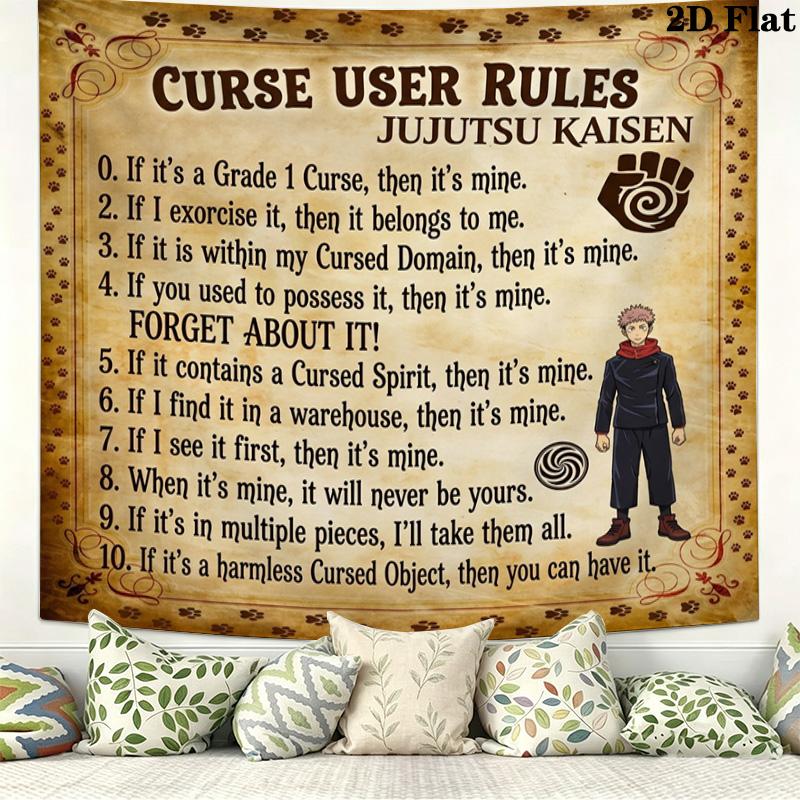 Jujutsu Kaisen Gobelin Ścienny Estetyczny Dekor Ścienny Drukowany Tkaninowy Koc Dekoracyjne Gobeliny Do Sypialni Salonu Wystrój Domu