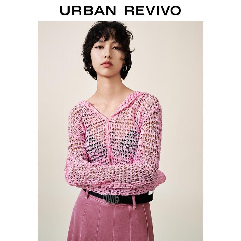 UR Women's Textured Hollow Hooded Knit Cardigan