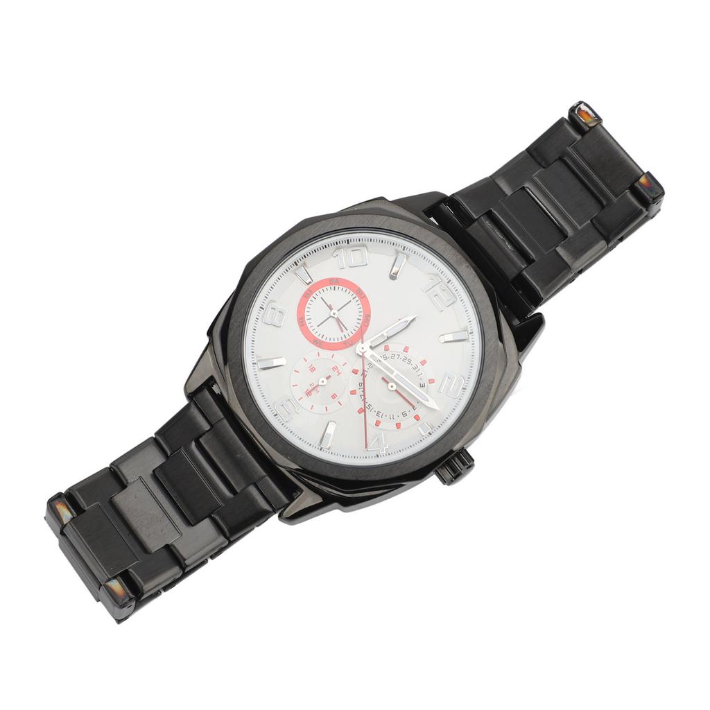 Men Quartz Watch Stainless Steel 30m Waterproofing Luminous Business Wristwatch for Travel Outdoor Black Shell Silver