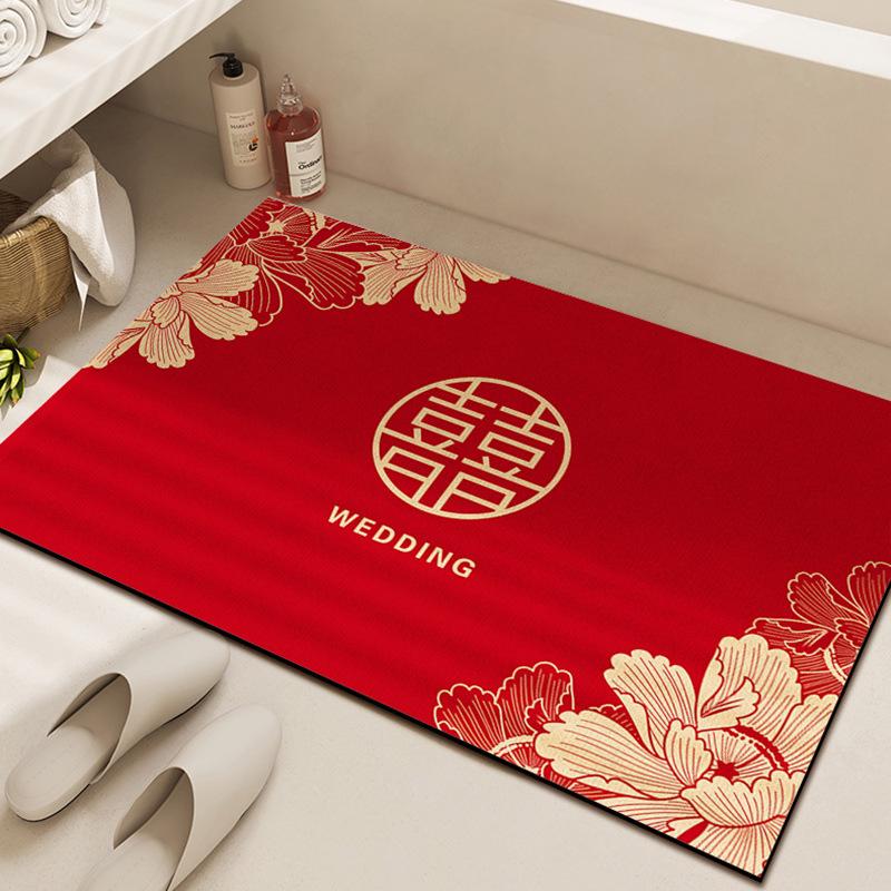 Red Diatomaceous Earth Bathroom & Entrance Mat - Water-Absorbent, Dirt & Wear Resistant