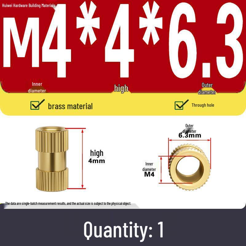 Zwei-Wege-Spritzguss Kupfer Rändelmuttereinsatz (M2-M8)