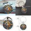 Sun Moon Pattern Glass Keychain Cute Pendant For Gift Giving And Daily Use
