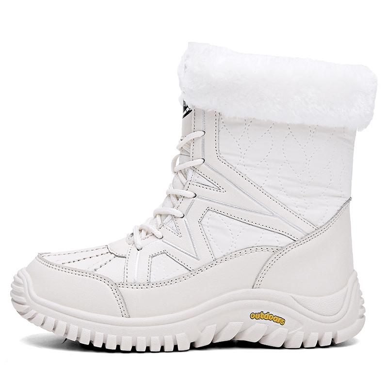 35-42 Winter High Gang tykk ull, vanntett, vanntett og anti-skli snøstøvler for kvinner