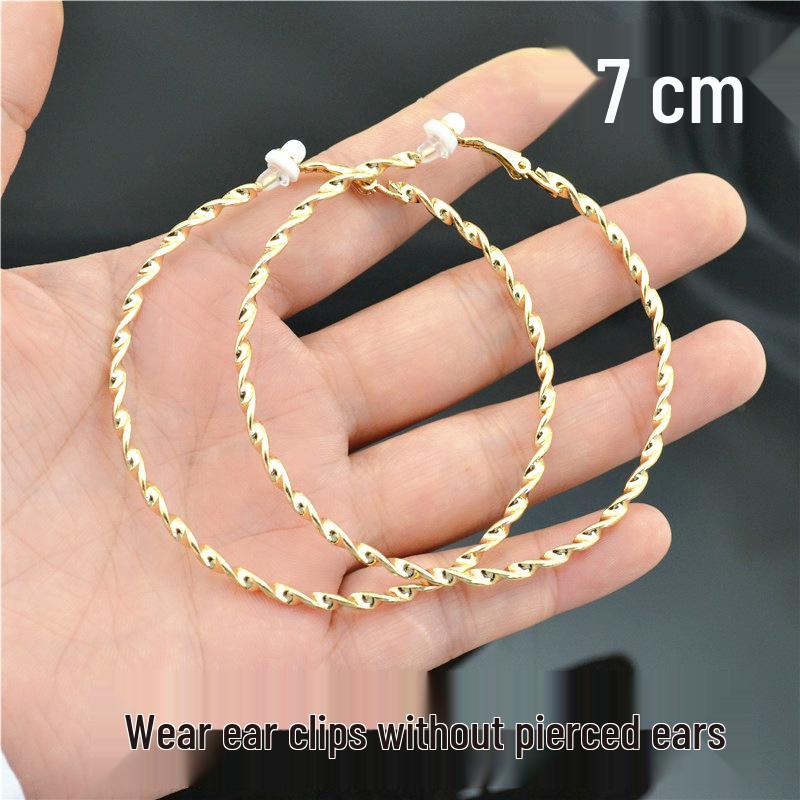 Women’s Shiny Twisted Circle Ear Clips - Gold & Silver, No Piercing Needed
