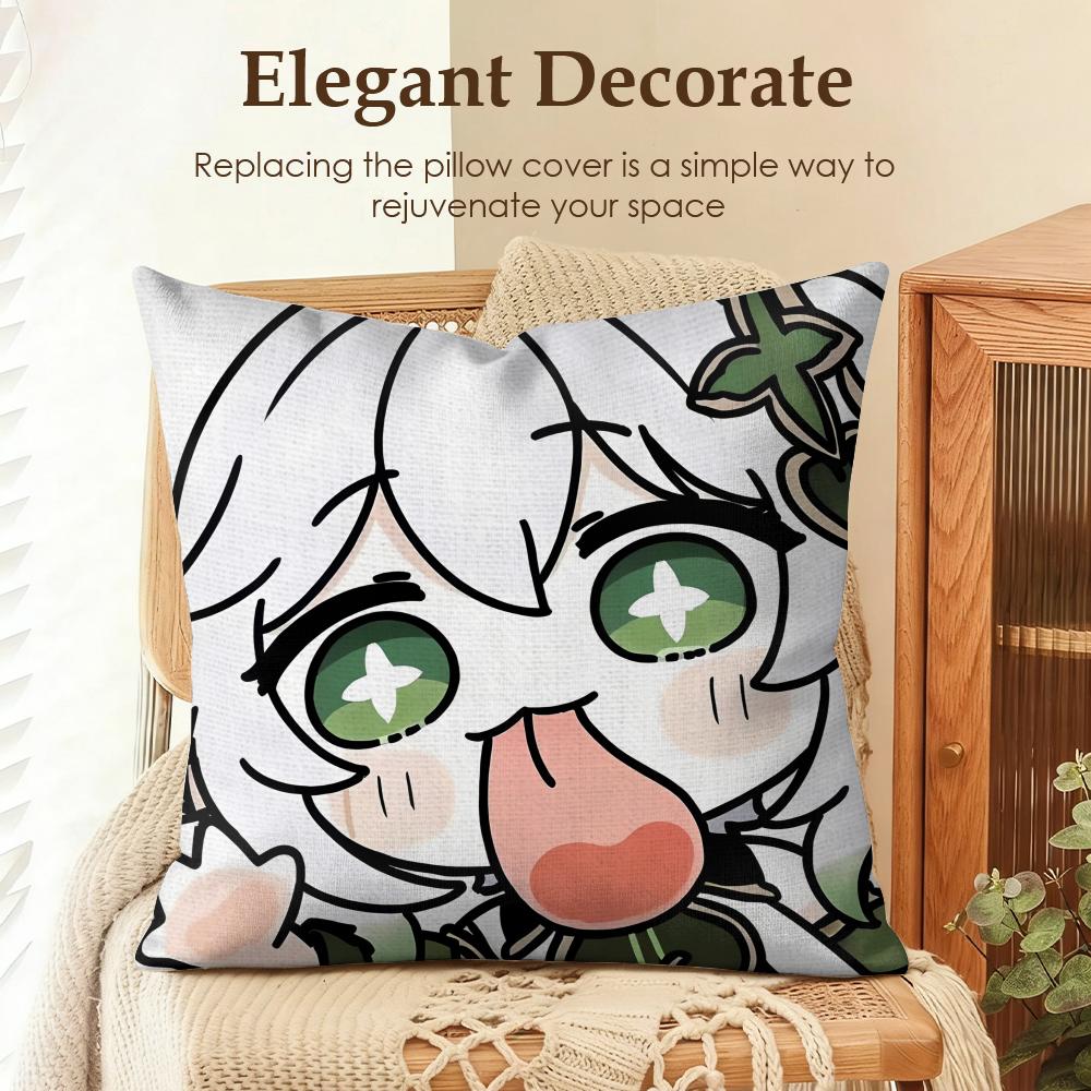 

Nahida cute Genshin Impact Cushion Cover Natural Linen Organic Fabric DoubleSided Printing Sofa Home Decor Gift Pillow Case 30x30cm