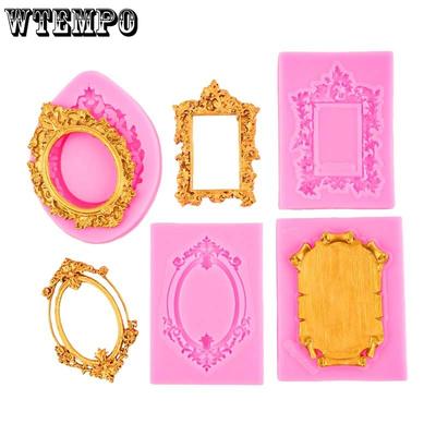 Photo Frame Fondant Molds Kit Picture Frame Silicone Molds Retro Molds for Cake Decorating Cupcake Topper Chocolate Candy Polymer Clay Set of 4