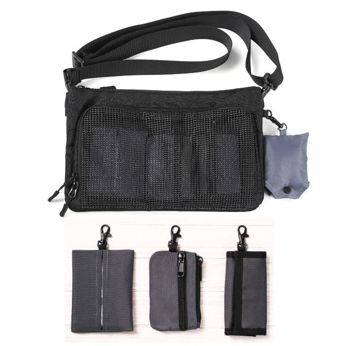 Men's sacoche pouch, wallet, coin case, key case, eco bag, tissue case, and small item all-in-one bag