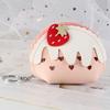 Girl's PU Leather Cartoon Strawberry Cake Heart Pattern Coin Purse Mini Cute Wallets With Keychain Outdoor Money Cards Storage Handbags