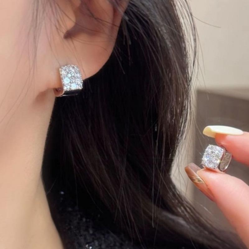 Exquisite Square Stud Earrings - High-End, Double-Sided Luxury Earrings for Women, Versatile and Trending for a Stylish Look.