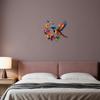 Hummingbird Bloom Metal Wall Art Colorful Floral Bird Wall Decor Iron Hanging Sculpture for Outdoor Indoor Garden Patio Fence Wall Decoration