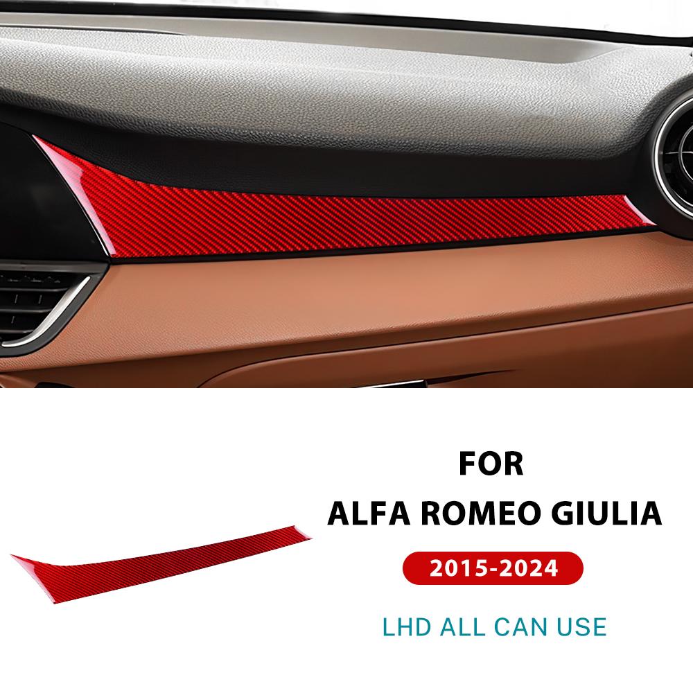 Carbon Fiber Modified For Alfa Romeo Giulia 15-25 Car Center Console Dashboard Co-pilot Panel Trim Stickers Interior Accessories