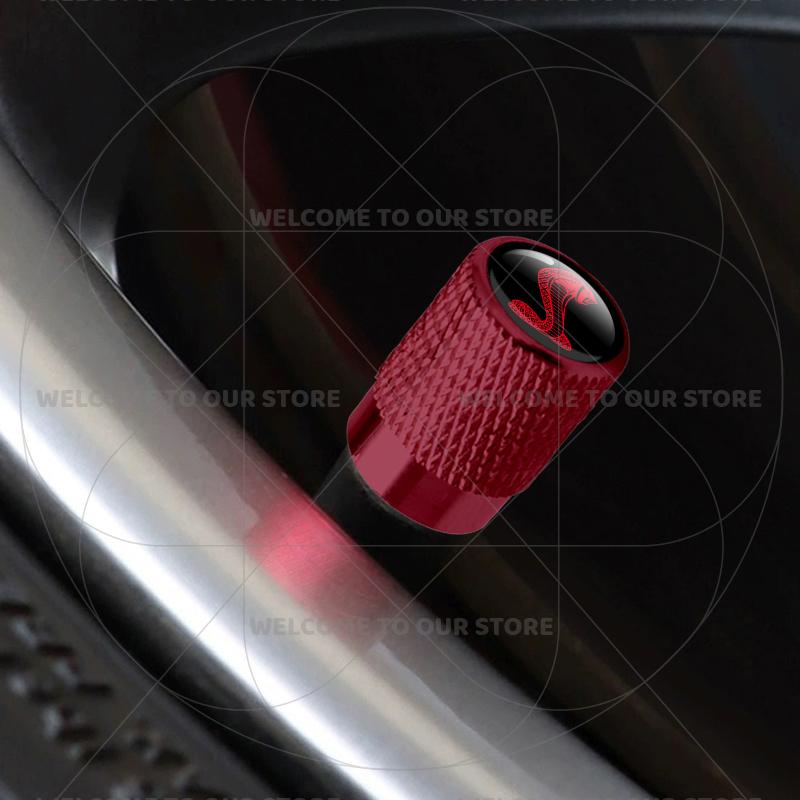For Ford Shelby Cobra Snake Emblem Focus GT500 GT350 4Pcs Aluminum Car Tire Valve Caps Wheel Stem Air Dust Covers Accessories