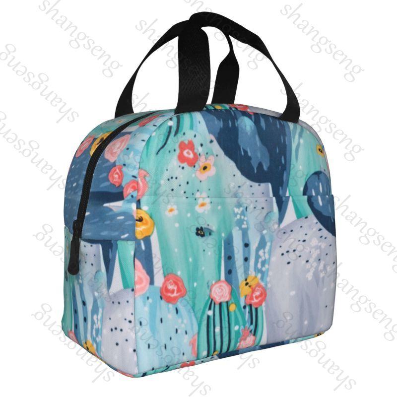 Cartoon cactus Lunch Bag Insulation Bento Pack Aluminum Foil Rice Bag Meal Pack Ice Pack Student Bento Lunch Handbag