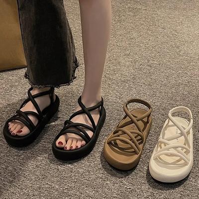 Modne Uniwersalne Damskie Sandały Wygodne Rzymianki Wsuwane Buty Plażowe Gruba Podeszwa Buty Damskie Lato Nowe Zapatos Para Mujeres