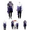 Naruto Uchiha Sasuke Full Outfit White Cosplay Costume With Zipper For Role Play Gift