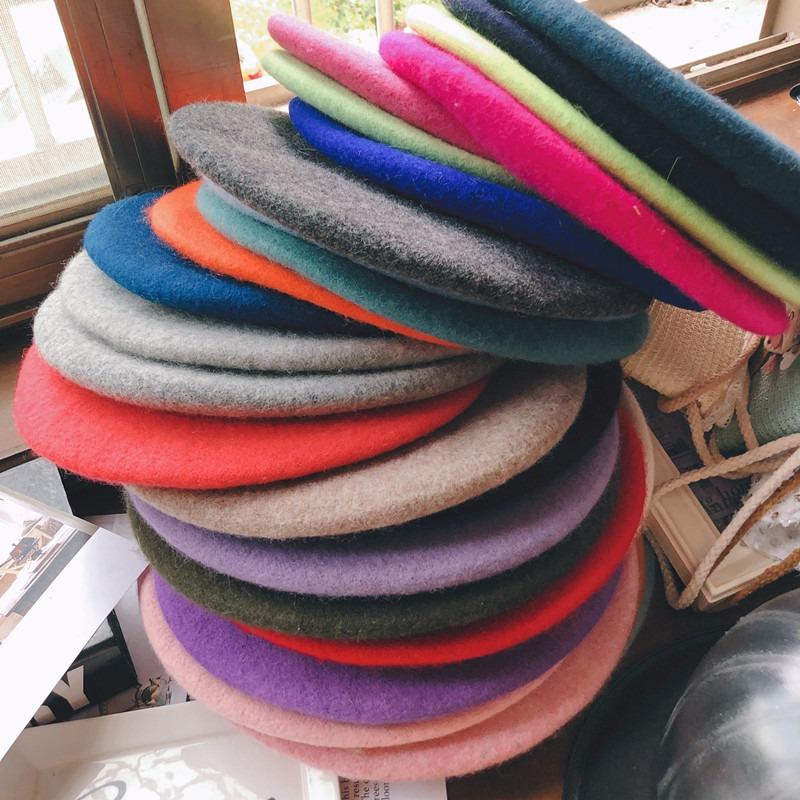 Hat Female Autumn and Winter Beret Woolen British Retro Literary and Simple Painter Hat Sweet Versatile Trendy Hat