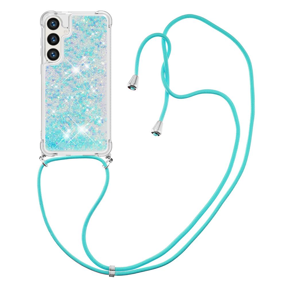 

For Samsung Galaxy S24 TPU Case Quicksand Design Phone Cover with Lanyard Blue/Pentagram