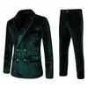 Set Costum Bărbați Primăvară/Toamnă Slim-Fit Sacou Dublu-Rând cu Nasturi Business + Pantaloni Costum Set Două Piese pentru Mire și Cavaleri