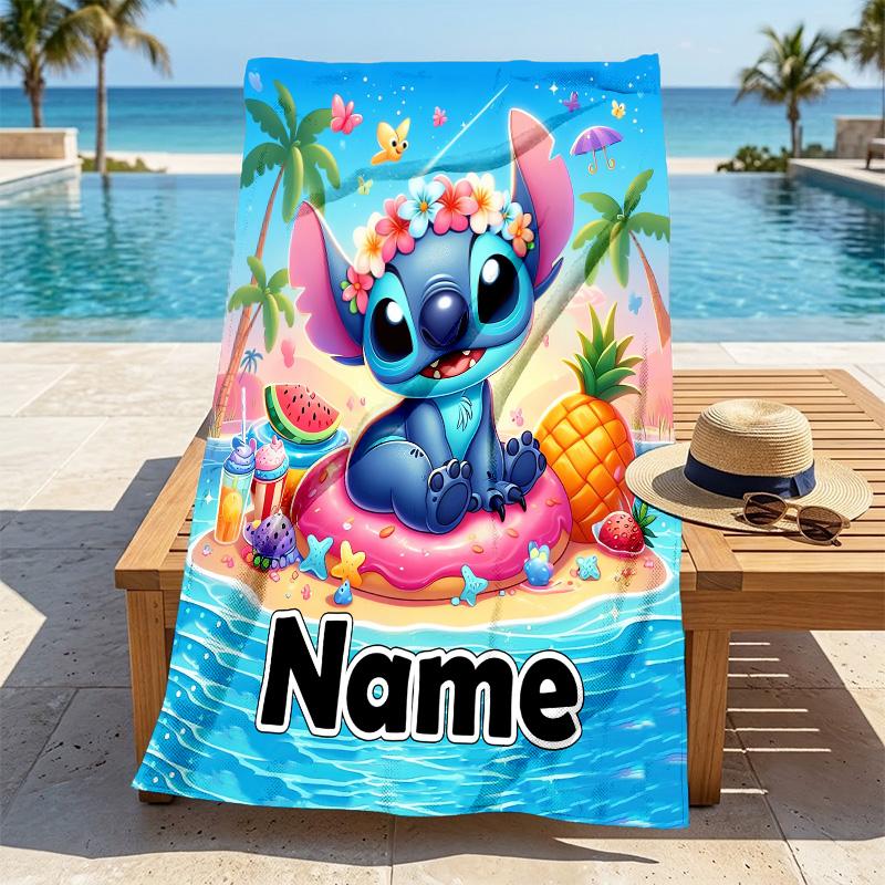 Custom Name Island Paradise Stylish Digital Printing Beach Towel Quick‑Drying Absorbent Blanket for Beach Pool Gym Travel