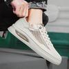 Men's shoes 2025 summer new mesh breathable hollow leather board shoes student youth casual shoes sports trendy shoes