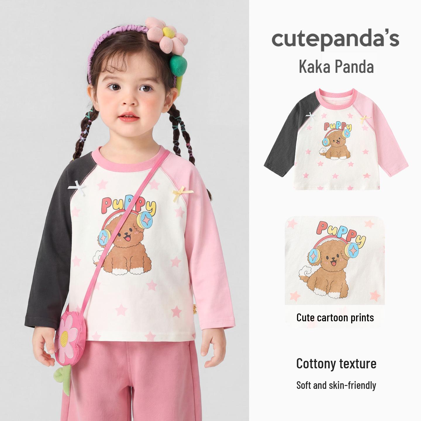 

Kaka Panda Girls Long-Sleeve T-Shirt - Spring/Autumn Casual Infant Base Layer 80 cm