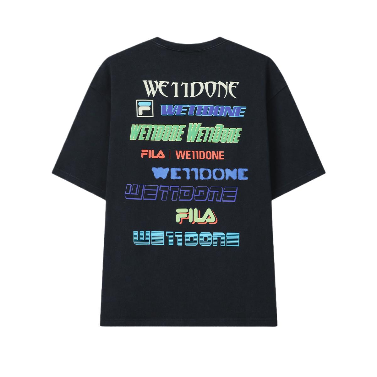 FILA × WE11DONE Short Sleeve Solid Color Crew Neck T-Shirt Men tops F11U626107F-BK L
