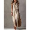 Summer Commuter Vacation Two Wear Drape Sleeveless Contrasting Color Split Dress Vacation Wind Seaside Vacation