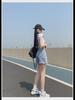 High-Waisted A-Line Denim Shorts for Women - Korean Style Summer Fashion, Wide-Leg, Casual Curling Design.