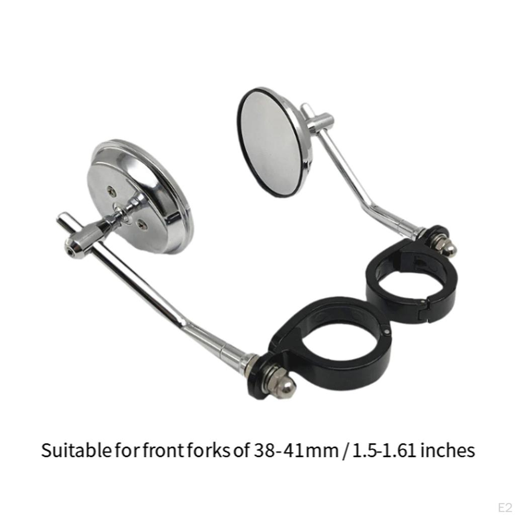 , Retro Clip on 38-41mm Fork Mount Side Mirror Motorcycle for Accessories Replacement