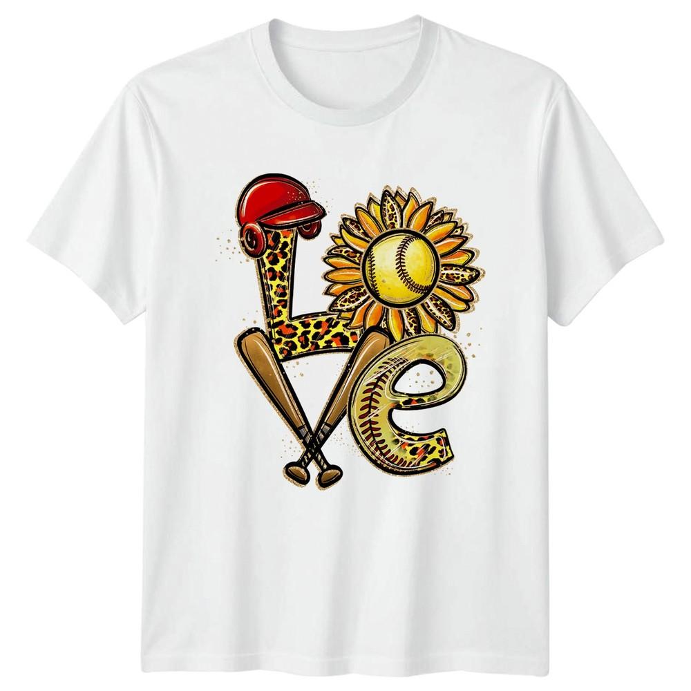 Love Unisexs TShirt Leopard Print Softball Mothers Day Gift For Her S