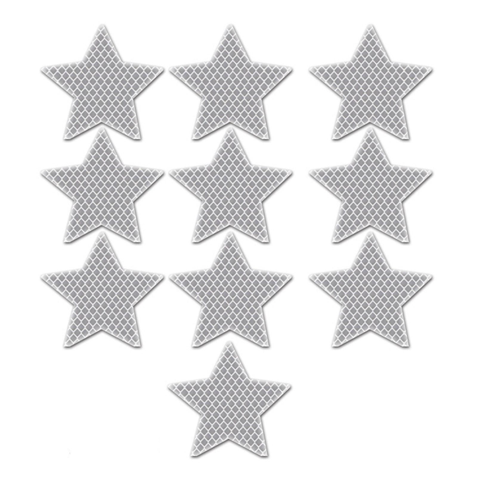

Набор из 10 светоотражающих наклеек в виде звезд, самоклеящихся для грузовиков, мотоциклов, автомобилей и велосипедов, стильные цвета для повышения безопасности в ночное время белый