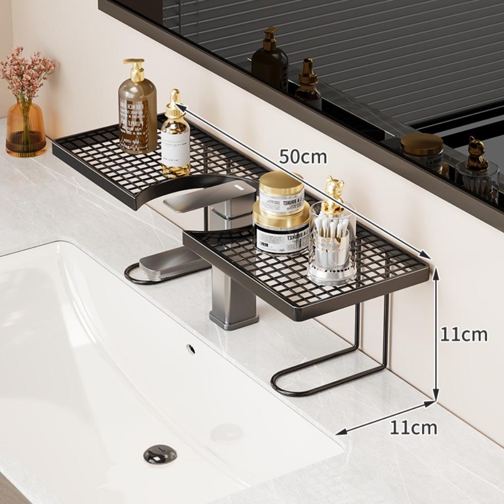 

50/60cm Bathroom Counter Shelf Draining Anti Slip Faucet Shelf Heavy Duty Hollow Out Bathroom Vanity Shelf