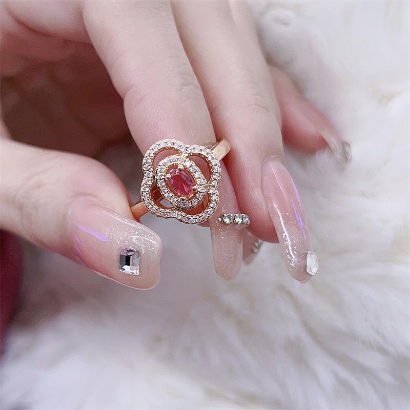Elegant Korean-Style Jewelry Set: Ring, Necklace & Earrings for Women - Three-Piece Collection in Contemporary Design
