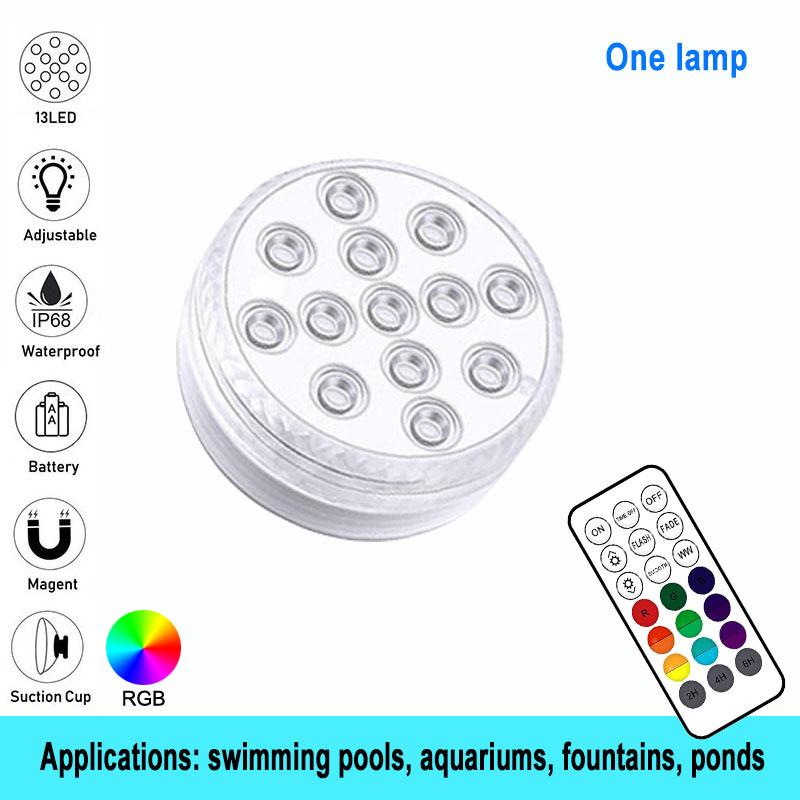 RF Wireless Waterproof IP68 Underwater Lights Pool Party Atmosphere Lights Pond Lighting Colored Lights Outdoor Garden Landscap
