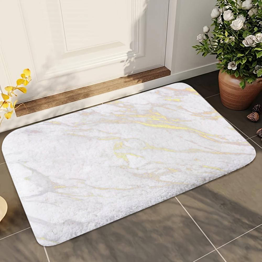 1pc Luxury Golden Marble Bath Mat Absorbent Anti Slip Soft Carpet for Bathroom Kitchen Home Decor Floor Mat