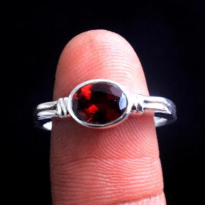 Bague en argent Sterling 100% grenat avec pierre de naissance de janvier, bijoux de déclaration pour femmes, bague faite à la main