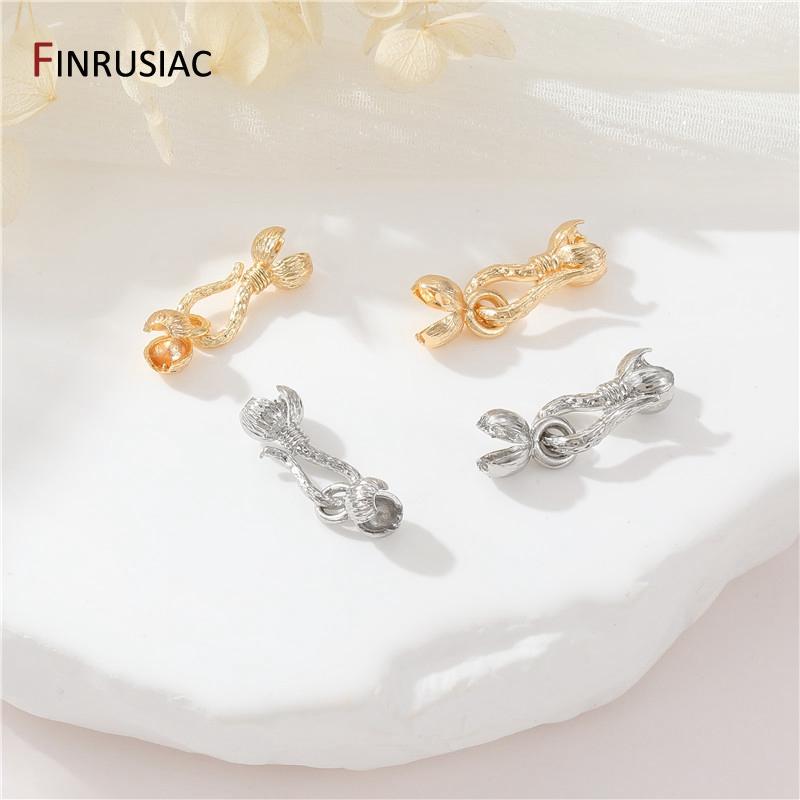 14K Goldplattiertes Messing Blumen-Design Hakenverschlüsse Für DIY Schmuckherstellung Zubehör Halskette Armband Verbinder Herstellung Zubehör
