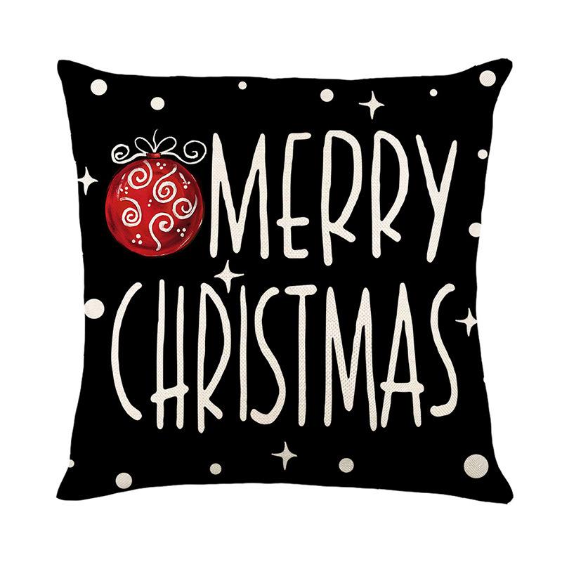1pc Black Red Merry Christmas Cushion Cover Snowman Printed Washable Cover 2025 New for Home Ornament Xmas New Year Decoration