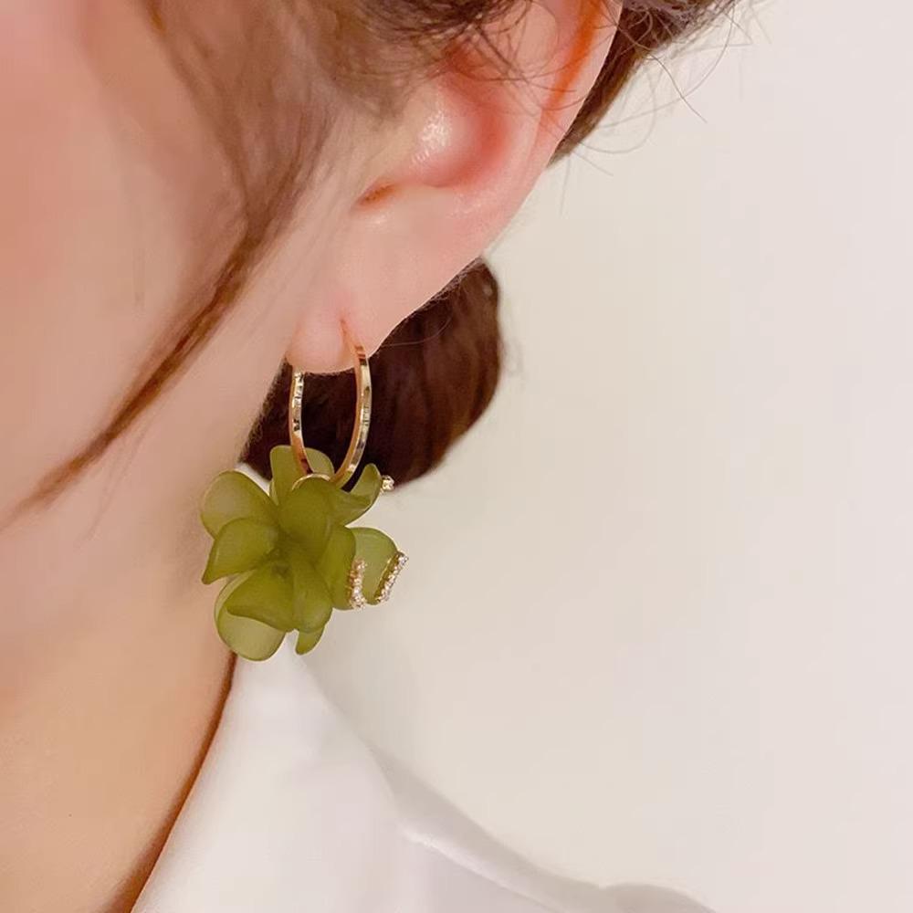 

Super Fairy Green Petal Diamond Stud Earrings - Summer Fashion Mori Style зелёный
