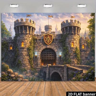 2D Royal Castle Banner Medieval Gate & Drawbridge Party Background