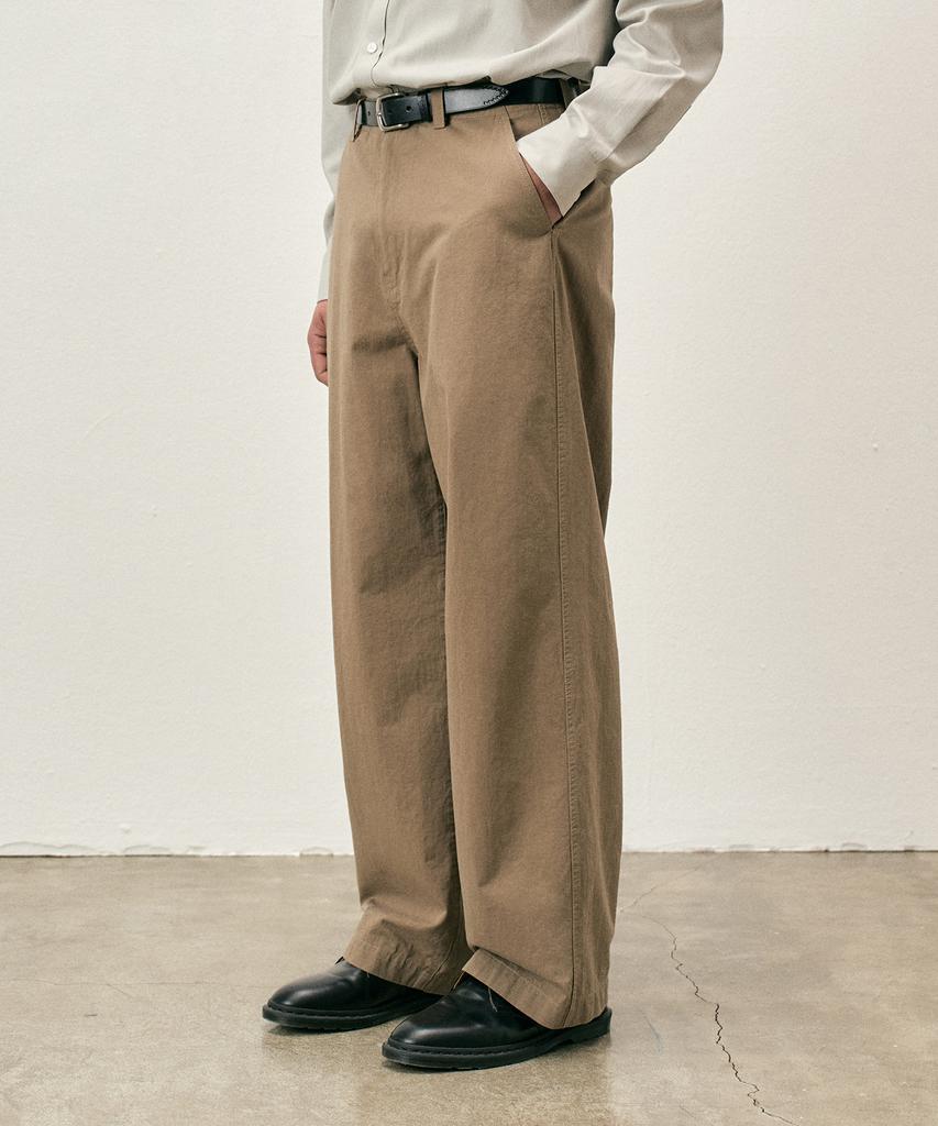 COSTUME O’CLOCK Cotton Washed Wide Pants Ash Brown Coospt243Ashbrown