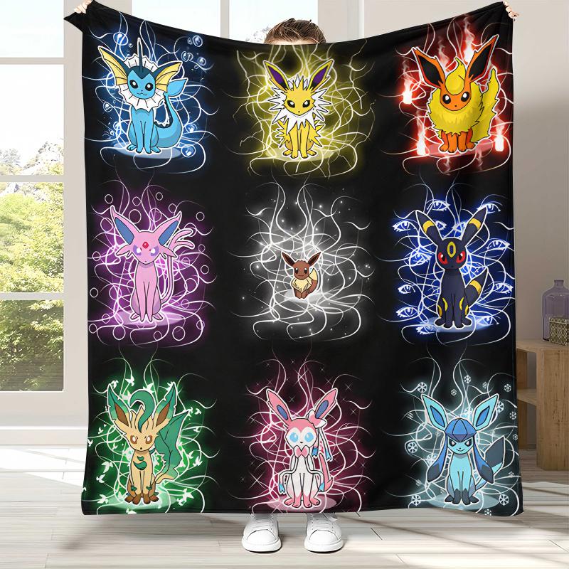 Kawaii Pokemon Pikachu Cartoon Flannel Blanket,Ultra Soft Warm Plush Throw for Home Bedroom Bed Sofa Cover Office Camping Gift