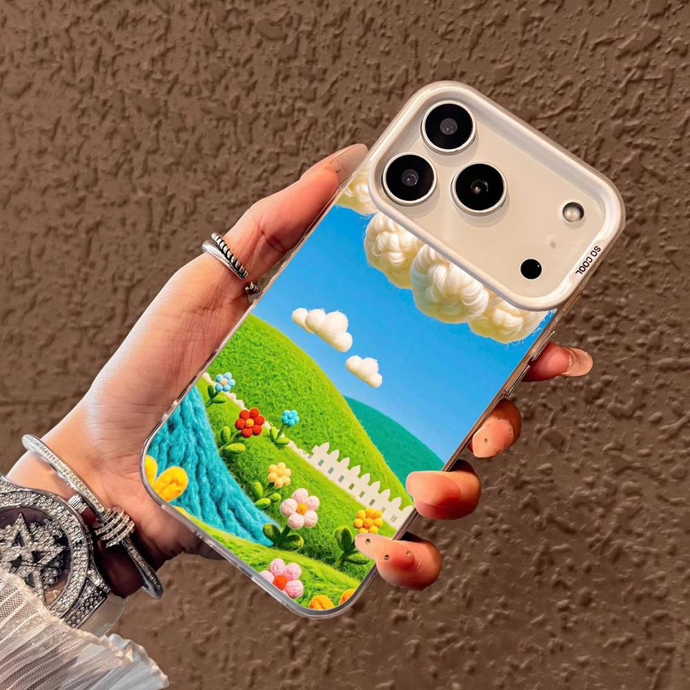 

Вязанный чехол для телефона с пейзажем для iPhone17 16 15 14 13 12 11 Pro/ Max/Plus ударопрочная задняя крышка защита от отпечатков пальцев iPhone 17