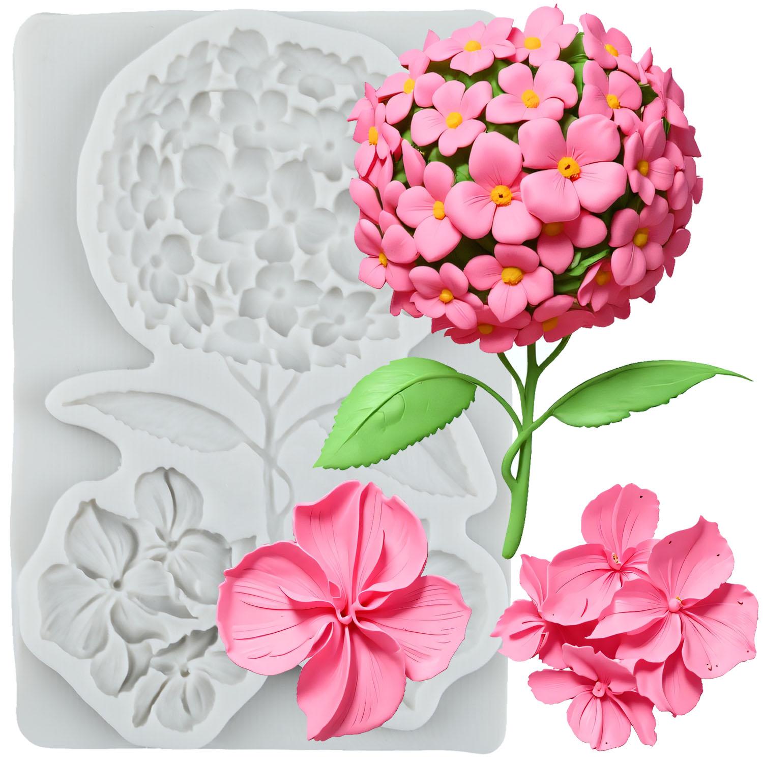 

Hydrangea Flower Silicone Mold Flower Fondant Molds Cake Decorating Tools Cupcake Topper Candy Sugar Craft Gum Paste Polymer Clay серый