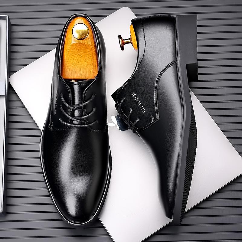 Fashion New Leather Men Oxfords Shoes All-match Lace Up Italian Mens Casual Shoes Versatile Formal Dress Footwear Business Derby Shoes