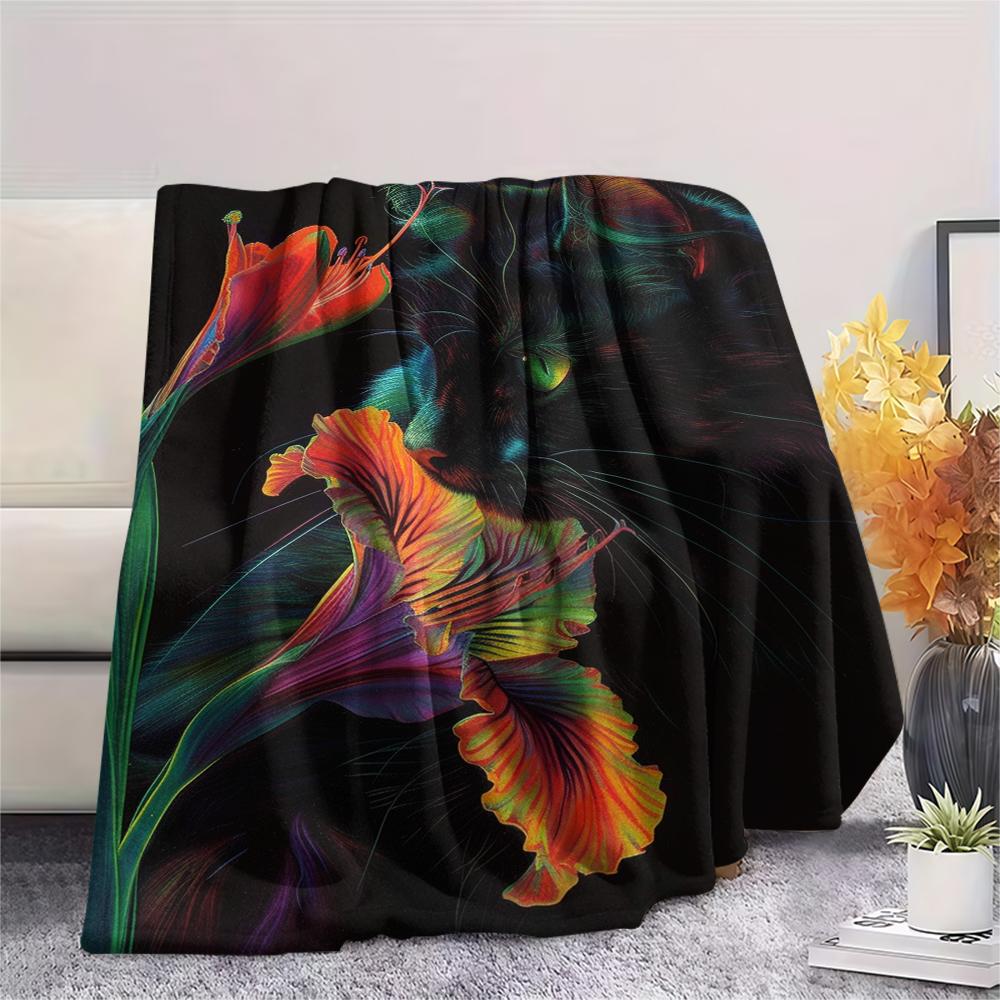 1Pc Cartoon Print Flannel Blanket, High Quality Comfortable for All Seasons, Home Decor, Warmth and Comfort, Perfect for Christmas Birthday Gift