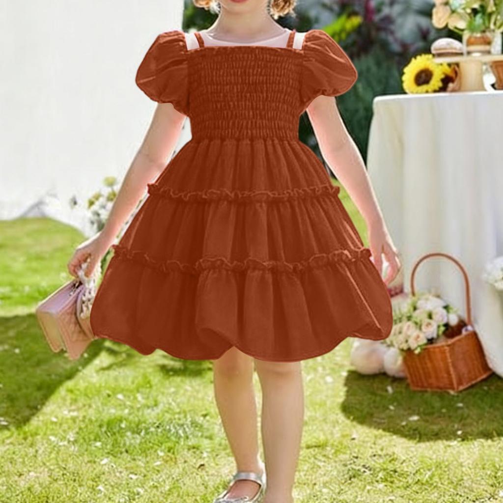 Girls' Puff Sleeve Dress - Toddler Princess Party Gown 3-7Y